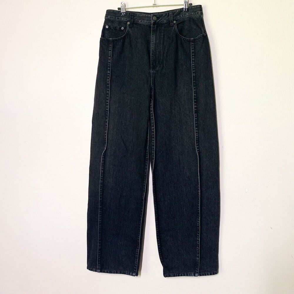 Tibi Vintage Black Denim Tuck Jean 27 Regular Slouchy Balloon Leg 100% Cotton